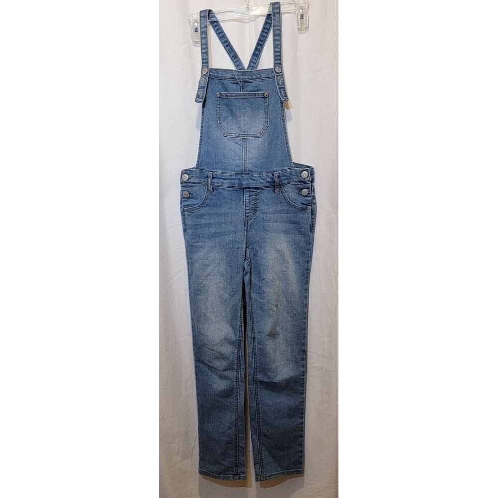 Cat & Jack Girls Super Skinny Denim Overalls Size L 30x26 Stretch - Picture 1 of 7